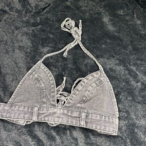 SHEIN Charcoal Halter Bikini Top